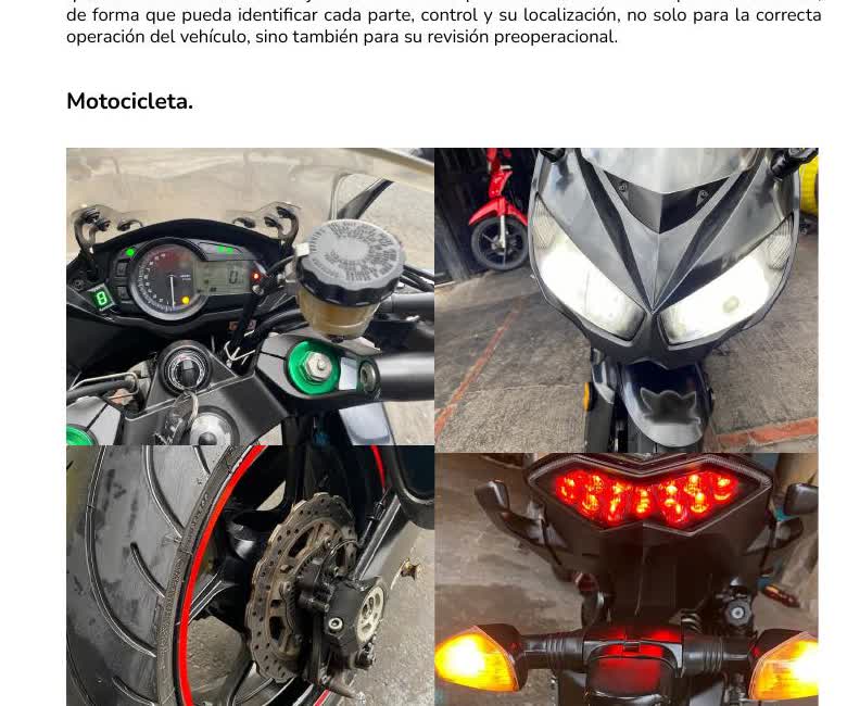 Tablero, luces y controles visibles de una motocicleta