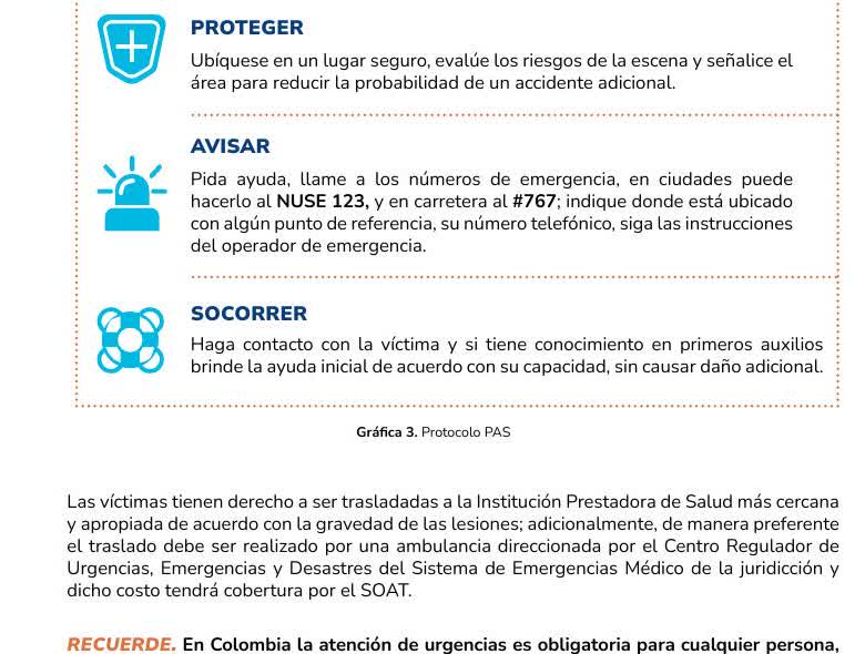 Secuencia proteger, avisar y socorrer del protocolo PAS